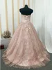 روز الوردي بريق تول quinceanera فساتين السهرة حمالة كريستال الخرز مشد الظهر بلينغ الكرة العباءات الحلو 16 اللباس vestidos دي novia