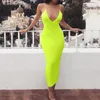 2019 Sommar lång klänning solid grön strand klänning tunika maxi kvinnor band spaghetti wrap vestidos damer fest klänningar