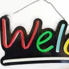 Super Bright Welcome Sign LED Neon Light Strip Lampeggiante automatico Multi colore Hanging Bussiness Shop Bar Club Front Window Display Alimentazione 12V