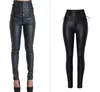 Jeans CbuCyi Hoge taille Dameskleding PU-leren broek Skinny Lace Up Moto Biker Lange broek Vrouwelijke stretch gecoate denim broek