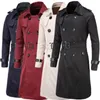 Men's Trench Coats Men Trenchcoat British Style Classic Coat Jacket Double Breasted Long Slim Outwear Adjustable Belt Leather Sleeve Belt1