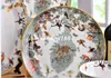 도자기 서양 스타일 식탁 세트 뼈 중국 동물 패턴 58pcs 식기 세트 세라믹 커피 세트 주택 웨딩 선물
