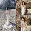 Eddy K 2019 Abiti da sposa Scollo a V Manica lunga Appliques in pizzo Chiffon Dreams Abiti da sposa Custom Made Sweep Train Abito da sposa a sirena