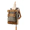 Vintage oil wax canvas bag travel fashion backpack leisure outdoor mountaineering bag collision color backpack