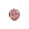 Nowy Rose Gold Pink Daisy Charm Fit Bransoletka Cyrcon Koraliki 925 Srebrna kobieta luksusowa biżuteria wisiorek