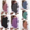 Moda Feminina Striated Hoodies Plus Size Manga Comprida Patchwork Blusa Designer Rodada Collar Tops Esporte Lazer Camisas Roupas Clube S-5XL