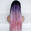 Pelucas delanteras de encaje trenzado para mujer, pelo gris ombré, peluca con trenzas largas sintéticas resistentes al calor, sin pegamento, atada a media mano