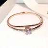 Super scintillant brillant nouveau designer de mode Ins mignon Bracelet de bracelet en zircon diamant exquis pour les filles 18 cm en or rose