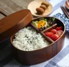 Scatole di bento giapponesi scatola di pranzo in legno fatta a mano scatola di sushi in legno naturale ciotola da tavola contenitore per alimenti 2 colori spedizione gratuita