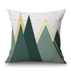 Nowy Rok Dekoracje Teal Color Poduszki Pokrywa Nordic Mountain Leaf Cojiny Decorativos Geometryczny Chaise Throw Pillow Case