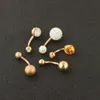 Rostfri magknapp ringer ombligo Piercings 14g Rose Gold Screw Navel Bar Piercing Nombril Sexig Women Body Jewelry