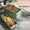 3 Layers Lunch Box Food Storage Container Microwave Bento Set Boxes For Students Straw Containers ZZA1959