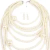 Vacker elegant kvinna högkvalitativt konstgjorda pärla långa halsband Flerskiktshalsband Kvinnliga tillbehör till brudmodell Freeshipping