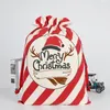 20pcs/lot christmas Striped Envelop 2 styles red drawstring canvas santa vintage gift bags bag1