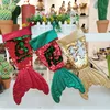 Christams Decorations Mermaid Shape Christams Stocking Bling Bead Flip Tail Socks Bag Bag Bag Stocking 3 Colors لاختيار زخارف XMAS CHST1