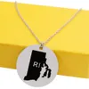 Stylish creative stainless steel necklace pendant state map pendant