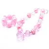 Baby Roze Kleur Kid Chunky NecklaceBracelet Set Mode Hanger Kinderen Meisje Peuter Bubblegum Chunky Bead Ketting Sieraden Set