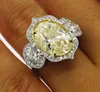 OMHXZJ Tre Anelli di Pietra Interi Moda Europea Donna Uomo Festa Regalo di Nozze Zircone Bianco Giallo 18KT Bianchi Oro Gialli Oro7813743