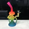 Frosted rasta recycler bong 9 inch glass water pipe heady glass dab rig new oil rig with smoking accessories