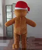 2018 Discount factory sale the head adult gingerbread man mascot costume in Christmas suit for adults to wear