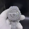 43MM Prong Set Diamond Watch Hochwertige Iced Out Herrenuhr Automatik Silbergehäuse Edelstahl Diamantzifferblatt Große Diamantuhr