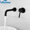 VOURUNA Matte Blacken Robinet de salle de bain Ensemble de lavabo mural Robinet Robinets de lavabo