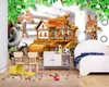Пользовательские 3d обои Красивые 3D мультфильм животных небольшой дом фон стена Картина Mural стене бумаги