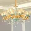 LED Modern Crystal Chandelier Lighting Fixture European Ceramic Chandeliers French Home Indoor Lighting Restaurant Living Room Luminaria