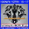 Injection Body For YAMAHA YZF R1 1000 YZF-R1 15 16 17 243HM.0 YZF-1000 YZF R 1 YZF1000 YZFR1 2015 2016 2017 Fairings kit Gloss Silver black