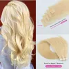 Tape In Remy Human Hair Adhesive Extensions 14 "16" 18 "20" 22 "24" 20 stks Rechte Huid Inslag Bleach Blonde