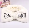 New OMG Letter Coral Fleece Wash Face Bow Hairbands For Women Girls Headbands Headwear Hair Bands Turban Hair Accessories