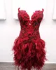 2020 czerwony krótkie suknie wieczorowe Sweetheart koronki pióro haft Mini bal sukienka Party Nosić Custom Made Cockted Cocktail Suknie