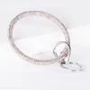 Muñeca de silicona Anillo de llavero brillo Cristal Rhinestone Pulsera de silicona Llavero Brazalete Mujer Círculo Coche Llavero Cadena Joyería Accesorios Regalo