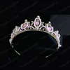 Bridal Wedding Crown Söt Rosa Teardrop Crystal Crowns Women Rhinestone Pageant Tiara Diadem Hårprydnad Kvinnor Tillbehör