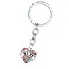 Heart Shape Crystal Key Chains Jewelry Best Friend Vintage Silver Colorful Diamond Keychain Key Rings Fashion Family DAD MOM Charms Keyrings