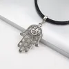 Vintage Silver Evil Eye Hamsa Fatima mano Charms in pelle serpente catena collana donne/uomini gioielli fai da te regalo - 54