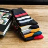 10 пар / набор мужские цветные полосы носки новейшие дизайнер популярный мужчина полосатый повседневный носок костюм мода тренд цветные хлопковые чулок