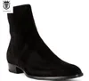 2019 Nieuwe Suede Lederen Mannen Booties Zip Up Laarzen Black Suede Enkellaarzen Mannen Fashion Party Schoenen Vintage