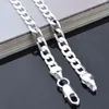 Mode 4MM seitlich 925 Sterling Silber Ketten Halsband Halsketten für Frauen Männer Luxus Schmuck Größe 16 18 20 22 24 Zoll