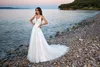 2020 novos vestidos de casamento v decote rendas vestidos nupciais com beads abiti da espaços botão de volta boho uma linha vestido de noiva barato