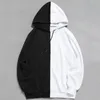 Long Sleeve Men's Hoodies Hood Half Black Half White Cool Plain Hoddies Men Patchwork Cotton Sweatshirt Male Hoody Fashion Women1