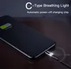 Baseus Smart Changer Breathe Lighting Cable USB tipo C Soporte 3A Carga rápida para Samsung galaxy note 9 s9 plus Dispositivos tipo C