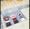 Karikatür kedi pençe baskı paspas yumuşak pazen mutfak halı banyo için modern dekoratif paspas halı kilim