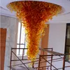 Indien Orange Rot Große mundgeblasene Glas Kronleuchter Lampe Kunst Dekor Hübsche Murano Große Hotel Deckenleuchten