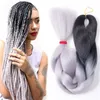 Jumbo Braiding Hair sintetico Kanekalon Capelli bicolore ombre grigio nero blu colore rosa Trecce all'uncinetto Capelli in fibra ad alta temperatura premium