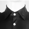 Seksi Siyah Sahte Deri Erkekler Gömlek Islak bak Stretch Atlet Lateks Gay Yenilik Kısa Kollu Üniforma Clubwear Erkek Sahne Gece Kulübü Kostüm