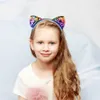 12pcs Glitter Sequins Cat Ear Girl Hairband Headband Hair Hoop For Girls Women Cat Ear Hair Bands Halloween Headdress Gifts