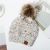 Adults Thick Warm Winter Hat For Women Soft Stretch Cable Knitted Pom Poms Beanies Hats Women's Skullies Beanies Ski Cap wcw786