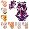 Baby meisje kleding bloemen peuter meisjes rompertjes hoofdband 2 stks sets mouwloze baby jumpsuit boutique bodysuit babykleding DHW4064