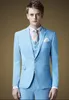 Groom Tuxedos Niebieski / Czarny / Szary / Czerwony / Różowy / Green / Light Blue Groomsman Wedding Suit Men Business Prom Kurtka Blazer (Kurtka + Spodnie + krawat + kamizelka) 2280